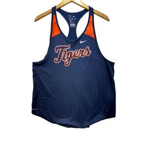 Nike Womens Dri-Fit Tigers Navy & Orange Racerback Tank Top Athletic Cut M
